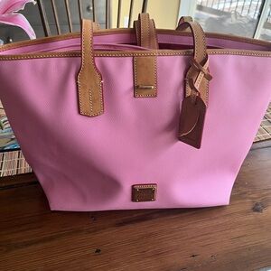 Dooney & Bourke Pink Tote with Brown Details